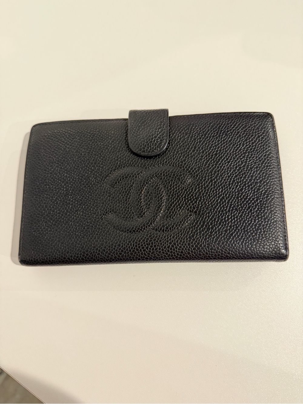 Vintage Chanel Black Caviar Leather Timeless CC Long Wallet